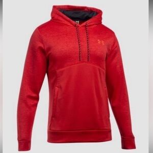 Under Armor Men’s Red Black Hoodie Sweatshirt Pullover Size M